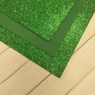 Глиттерный фоамиран, 20х30 см, толщина 2 мм, цвет зеленый травяной, 1 шт. - фото 7402