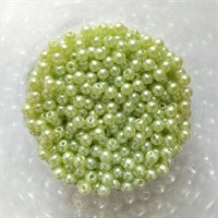 Бусины под жемчуг 4 мм цвет нежно-зеленый, 20 шт.